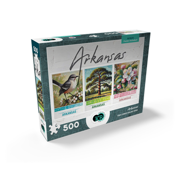 Arkansas: Bird, Tree, Flower- State Symbols Collage Series 500 Jigsaw Puzzle box view2