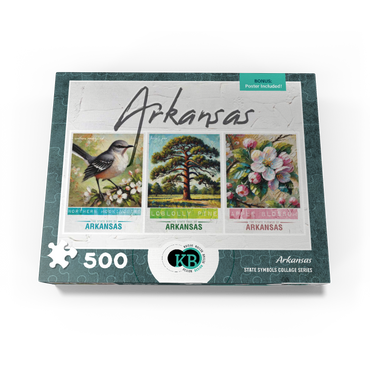 Arkansas: Bird, Tree, Flower- State Symbols Collage Series 500 Jigsaw Puzzle box view3