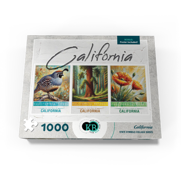 California: Bird, Tree, Flower- State Symbols Collage Series 1000 Jigsaw Puzzle box view3