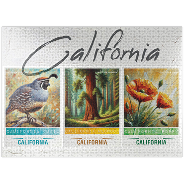 puzzleplate California: Bird, Tree, Flower- State Symbols Collage Series 1000 Jigsaw Puzzle