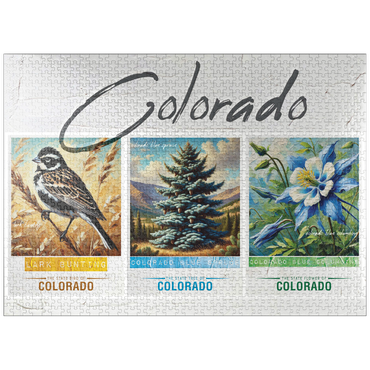 puzzleplate Colorado: Bird, Tree, Flower- State Symbols Collage Series 1000 Jigsaw Puzzle