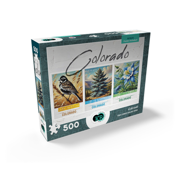 Colorado: Bird, Tree, Flower- State Symbols Collage Series 500 Jigsaw Puzzle box view2
