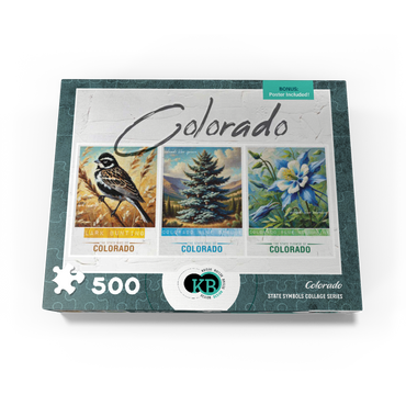 Colorado: Bird, Tree, Flower- State Symbols Collage Series 500 Jigsaw Puzzle box view3