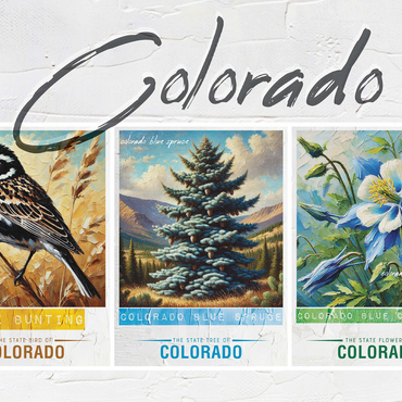 Colorado: Bird, Tree, Flower- State Symbols Collage Series 500 Jigsaw Puzzle 3D Modell