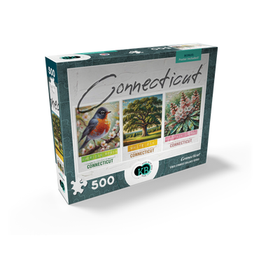 Connecticut: Bird, Tree, Flower- State Symbols Collage Series 500 Jigsaw Puzzle box view2