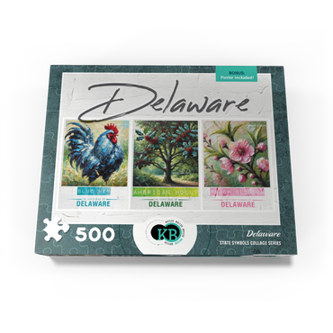 Delaware: Bird, Tree, Flower- State Symbols Collage Series 500 Jigsaw Puzzle box view3