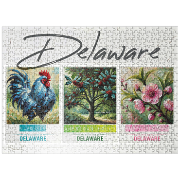 puzzleplate Delaware: Bird, Tree, Flower- State Symbols Collage Series 500 Jigsaw Puzzle