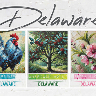 Delaware: Bird, Tree, Flower- State Symbols Collage Series 500 Jigsaw Puzzle 3D Modell