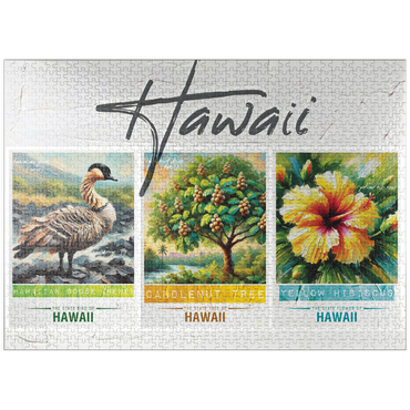 puzzleplate Hawaii: Bird, Tree, Flower- State Symbols Collage Series 1000 Jigsaw Puzzle