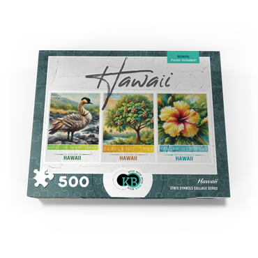 Hawaii: Bird, Tree, Flower- State Symbols Collage Series 500 Jigsaw Puzzle box view3