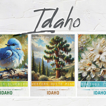 Idaho: Bird, Tree, Flower- State Symbols Collage Series 500 Jigsaw Puzzle 3D Modell