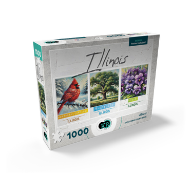 Illinois: Bird, Tree, Flower- State Symbols Collage Series 1000 Jigsaw Puzzle box view2