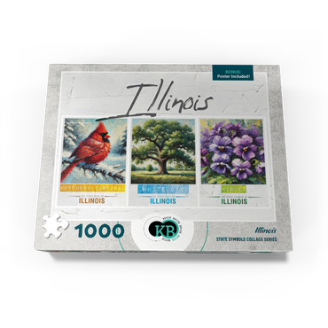 Illinois: Bird, Tree, Flower- State Symbols Collage Series 1000 Jigsaw Puzzle box view3