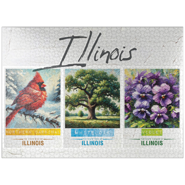 puzzleplate Illinois: Bird, Tree, Flower- State Symbols Collage Series 1000 Jigsaw Puzzle