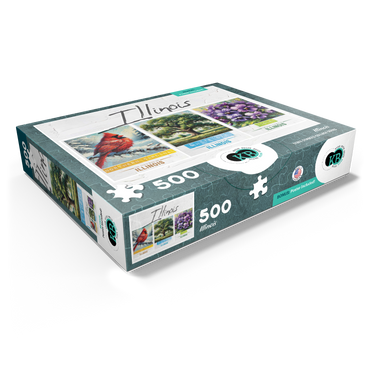 Illinois: Bird, Tree, Flower- State Symbols Collage Series 500 Jigsaw Puzzle box view1