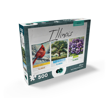 Illinois: Bird, Tree, Flower- State Symbols Collage Series 500 Jigsaw Puzzle box view2
