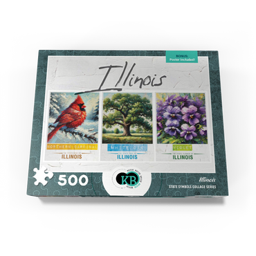 Illinois: Bird, Tree, Flower- State Symbols Collage Series 500 Jigsaw Puzzle box view3