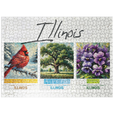 puzzleplate Illinois: Bird, Tree, Flower- State Symbols Collage Series 500 Jigsaw Puzzle