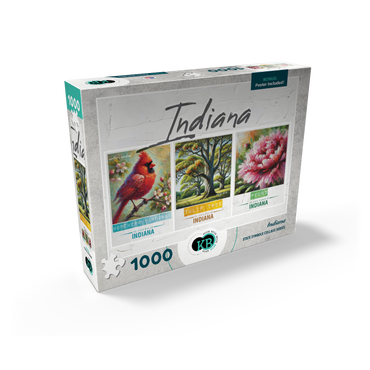 Indiana: Bird, Tree, Flower- State Symbols Collage Series 1000 Jigsaw Puzzle box view2