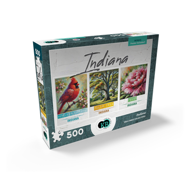Indiana: Bird, Tree, Flower- State Symbols Collage Series 500 Jigsaw Puzzle box view2