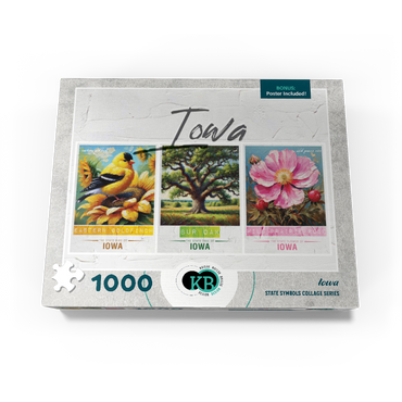 Iowa: Bird, Tree, Flower- State Symbols Collage Series 1000 Jigsaw Puzzle box view3