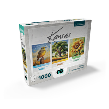 Kansas: Bird, Tree, Flower- State Symbols Collage Series 1000 Jigsaw Puzzle box view2