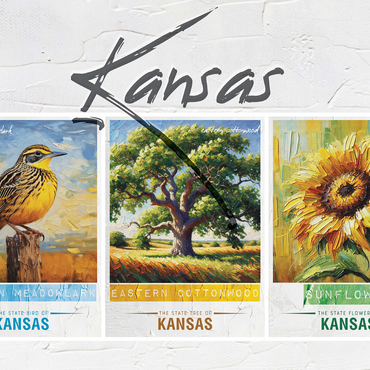 Kansas: Bird, Tree, Flower- State Symbols Collage Series 500 Jigsaw Puzzle 3D Modell