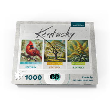 Kentucky: Bird, Tree, Flower- State Symbols Collage Series 1000 Jigsaw Puzzle box view3