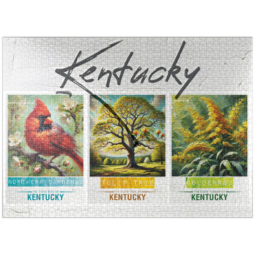 puzzleplate Kentucky: Bird, Tree, Flower- State Symbols Collage Series 1000 Jigsaw Puzzle