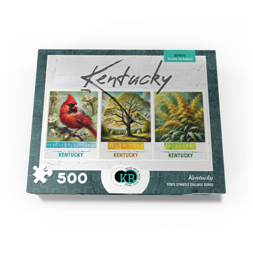Kentucky: Bird, Tree, Flower- State Symbols Collage Series 500 Jigsaw Puzzle box view3