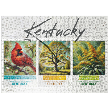 puzzleplate Kentucky: Bird, Tree, Flower- State Symbols Collage Series 500 Jigsaw Puzzle