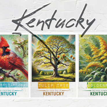 Kentucky: Bird, Tree, Flower- State Symbols Collage Series 500 Jigsaw Puzzle 3D Modell