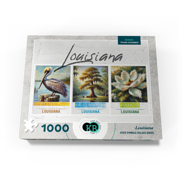Louisiana: Bird, Tree, Flower- State Symbols Collage Series 1000 Jigsaw Puzzle box view3