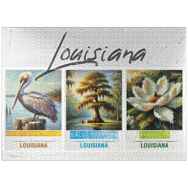 puzzleplate Louisiana: Bird, Tree, Flower- State Symbols Collage Series 1000 Jigsaw Puzzle