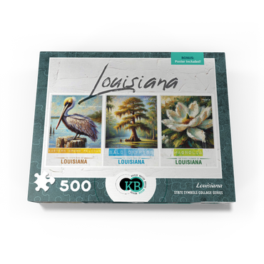 Louisiana: Bird, Tree, Flower- State Symbols Collage Series 500 Jigsaw Puzzle box view3