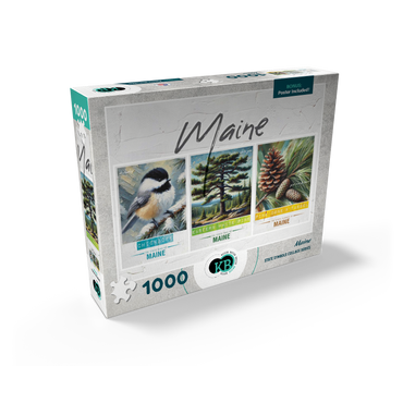 Maine: Bird, Tree, Flower- State Symbols Collage Series 1000 Jigsaw Puzzle box view2