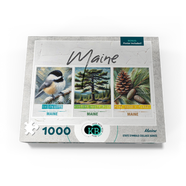 Maine: Bird, Tree, Flower- State Symbols Collage Series 1000 Jigsaw Puzzle box view3