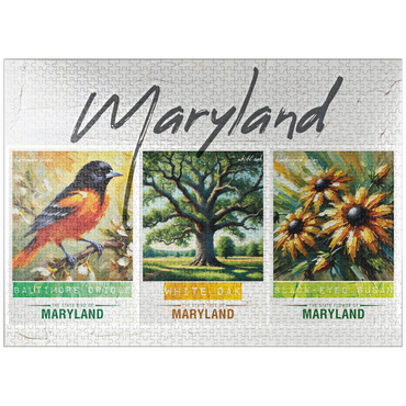 puzzleplate Maryland: Bird, Tree, Flower- State Symbols Collage Series 1000 Jigsaw Puzzle