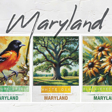 Maryland: Bird, Tree, Flower- State Symbols Collage Series 500 Jigsaw Puzzle 3D Modell