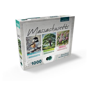 Massachusetts: Bird, Tree, Flower- State Symbols Collage Series 1000 Jigsaw Puzzle box view2