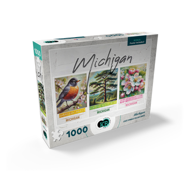 Michigan: Bird, Tree, Flower- State Symbols Collage Series 1000 Jigsaw Puzzle box view2