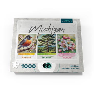 Michigan: Bird, Tree, Flower- State Symbols Collage Series 1000 Jigsaw Puzzle box view3