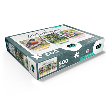 Michigan: Bird, Tree, Flower- State Symbols Collage Series 500 Jigsaw Puzzle box view1