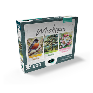 Michigan: Bird, Tree, Flower- State Symbols Collage Series 500 Jigsaw Puzzle box view2
