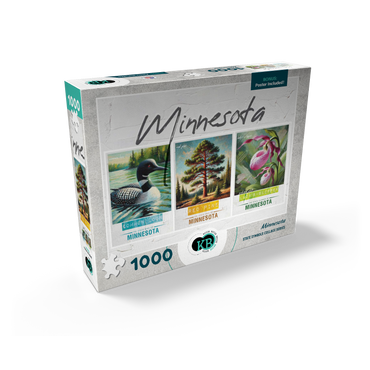 Minnesota: Bird, Tree, Flower- State Symbols Collage Series 1000 Jigsaw Puzzle box view2