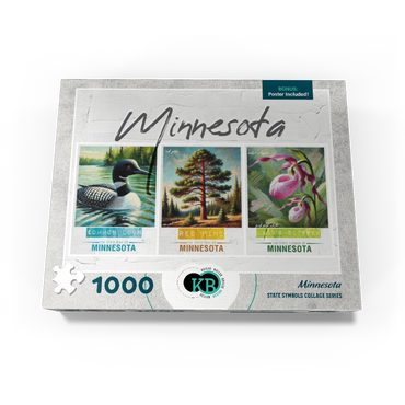 Minnesota: Bird, Tree, Flower- State Symbols Collage Series 1000 Jigsaw Puzzle box view3