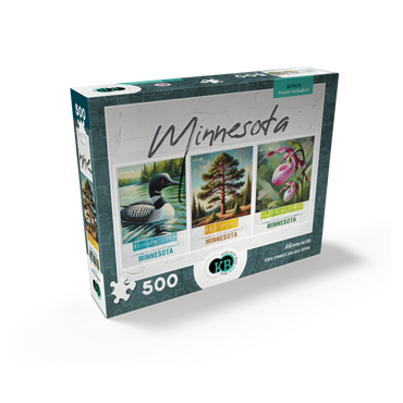 Minnesota: Bird, Tree, Flower- State Symbols Collage Series 500 Jigsaw Puzzle box view2