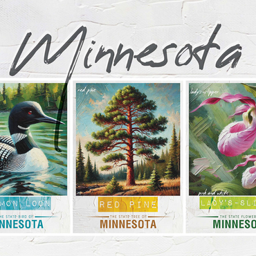 Minnesota: Bird, Tree, Flower- State Symbols Collage Series 500 Jigsaw Puzzle 3D Modell