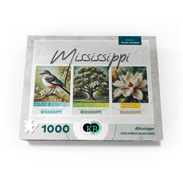 Mississippi: Bird, Tree, Flower- State Symbols Collage Series 1000 Jigsaw Puzzle box view3