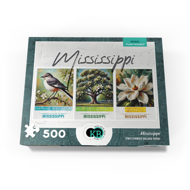 Mississippi: Bird, Tree, Flower- State Symbols Collage Series 500 Jigsaw Puzzle box view3